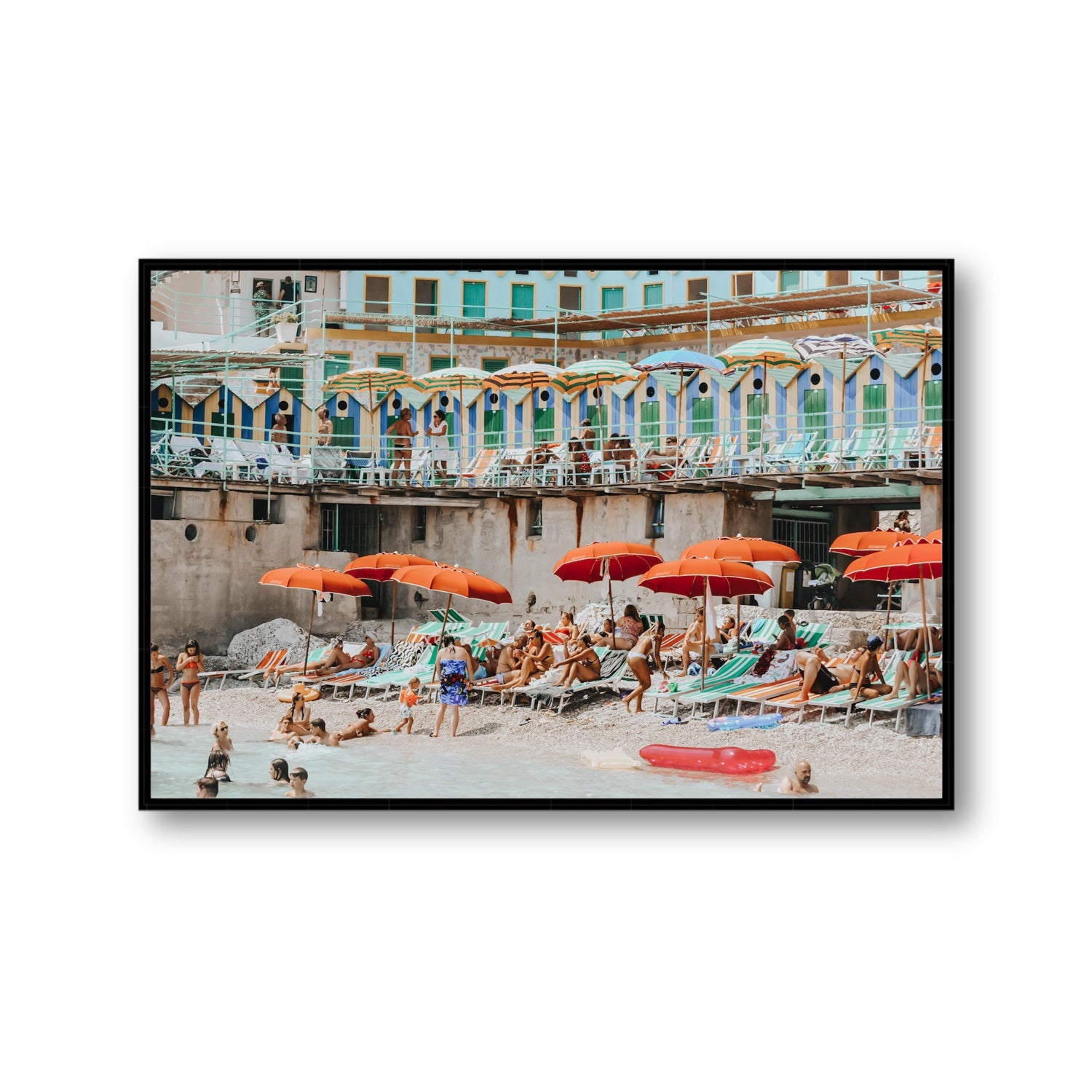 Umbrella Fiesta fine art print, Capri, Italy, Gallery, Black Float Frame, Fine Art Canvas