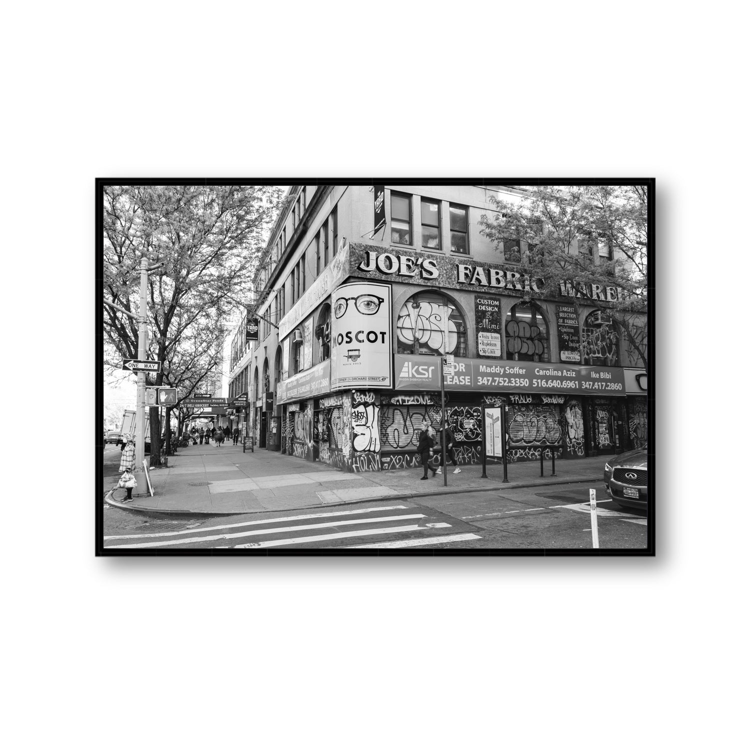 Wall Poetry New York NYC Black & White wall art Gallery fine art canvas in black float frame