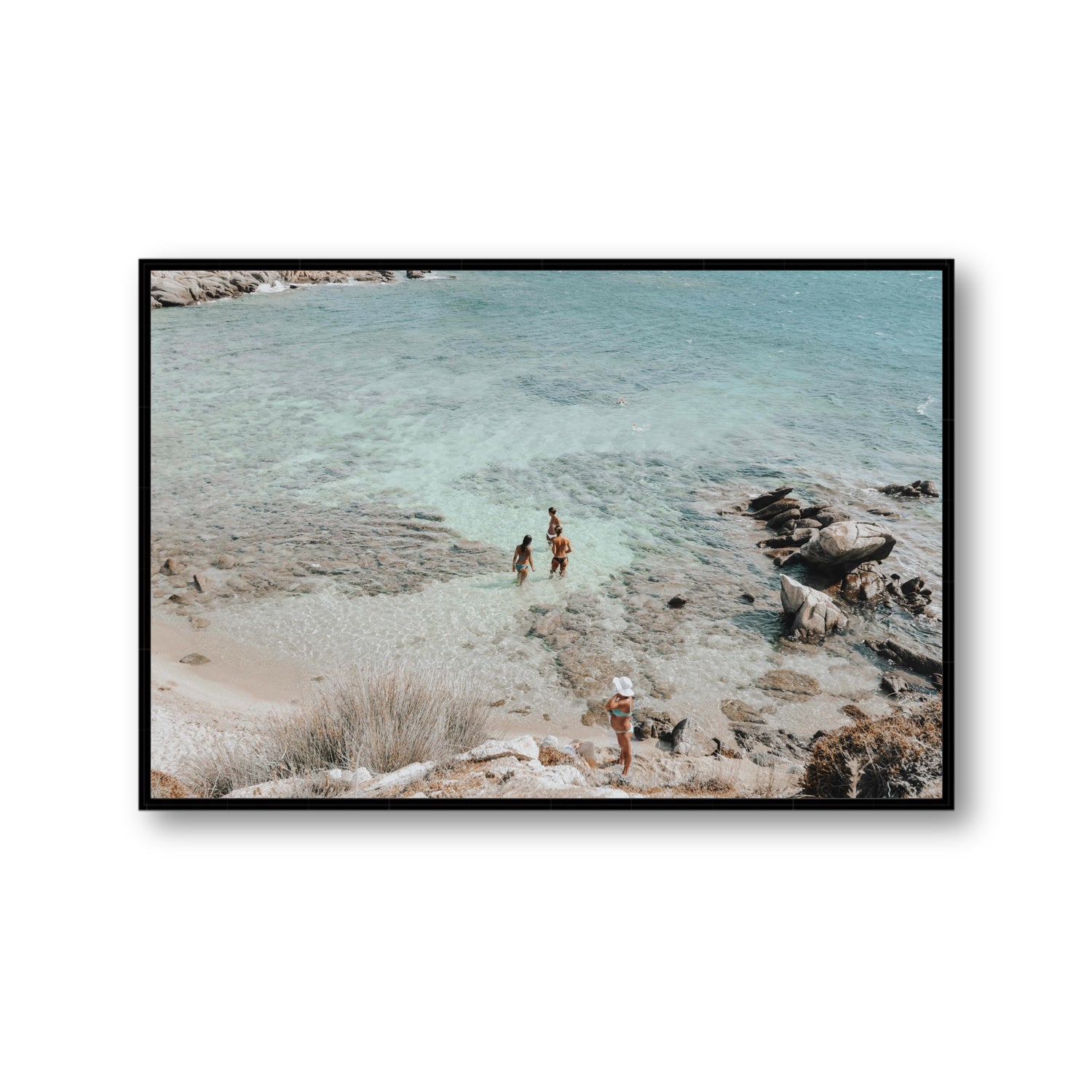 Easy On The Eyes Mykonos Greek island wall art Gallery fine art canvas in black float frame