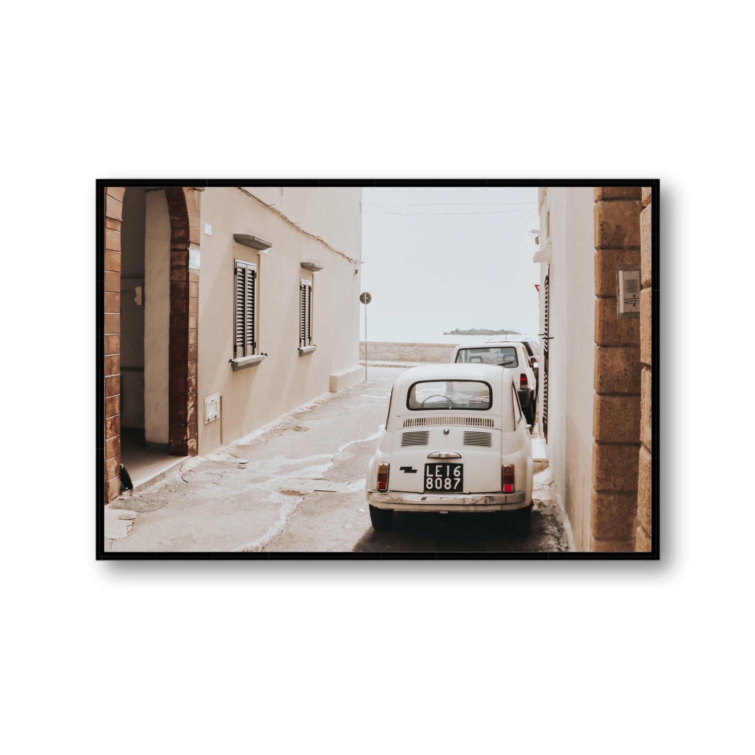 Bambini Lane Puglia Italian wall art Gallery fine art canvas in black float frame