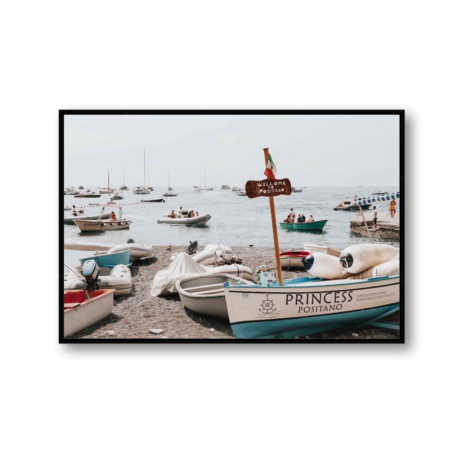Princess Positano fine art print, Positano, Italy, Gallery, Black Float Frame, Fine Art Canvas