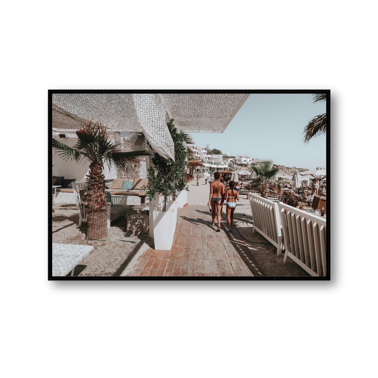 Mitera Kori Mykonos Greek island wall art Gallery fine art canvas in black float frame