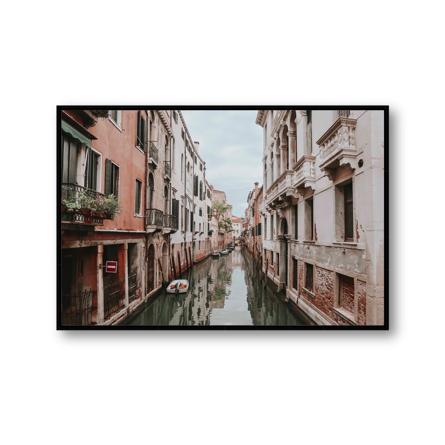 The Floating City Venice Canal Italian decor wall art Gallery fine art canvas in black float frame