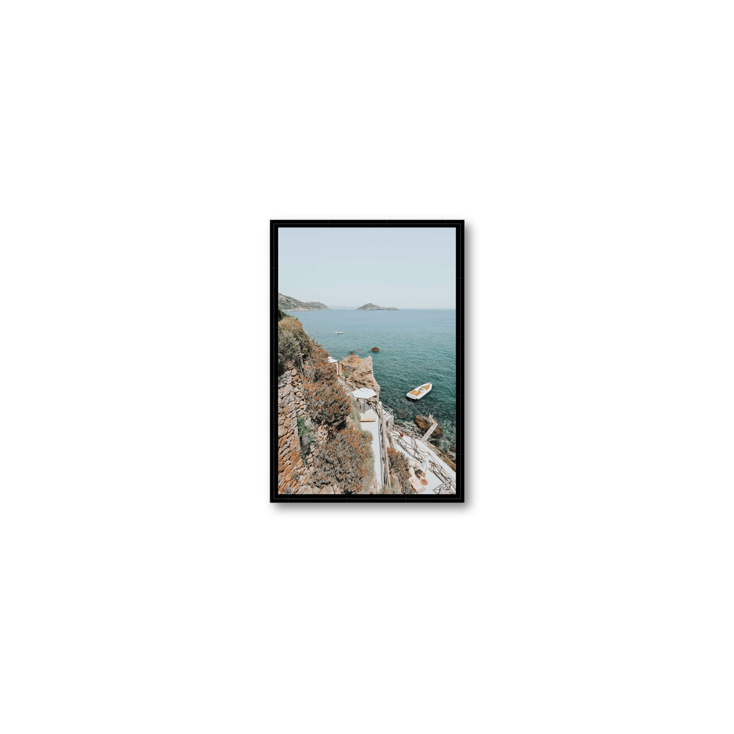 Front Row Seat Tuscany coastal wall art Small fine art canvas in black float frame
