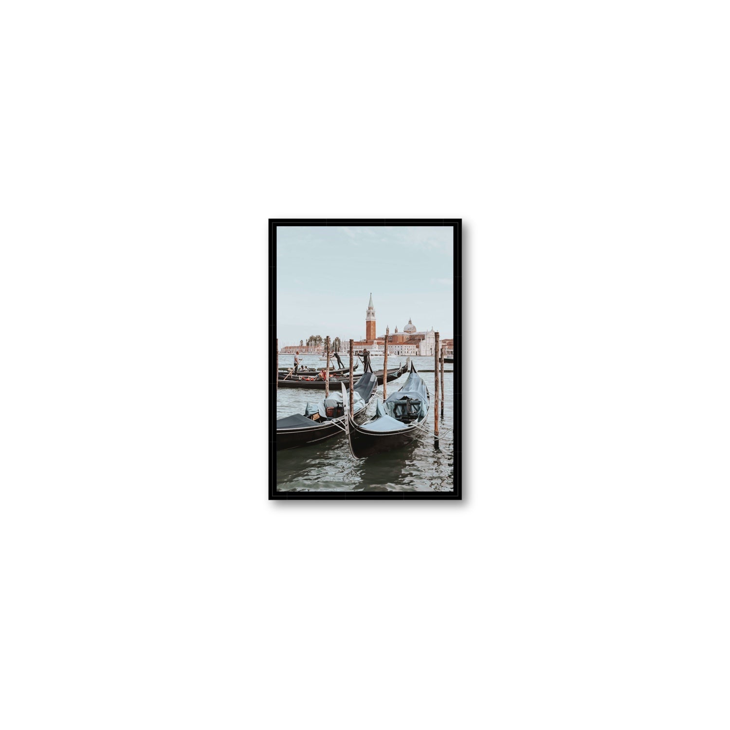 Italian Commute Venice Italian Mediterranean decor wall art Small fine art canvas in black float frame