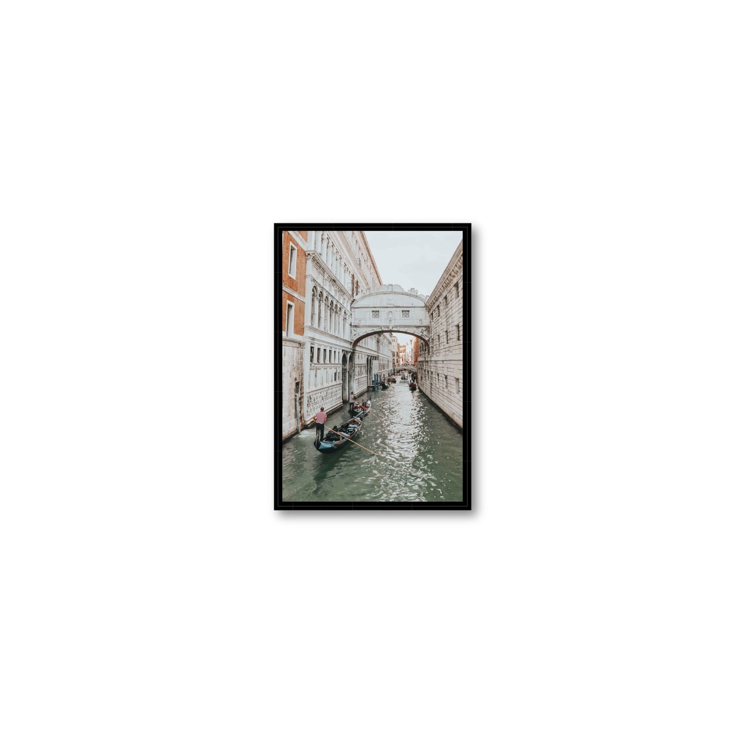 Bridge of Sighs Venice Gondola Italian wall art Small fine art canvas in black float frame