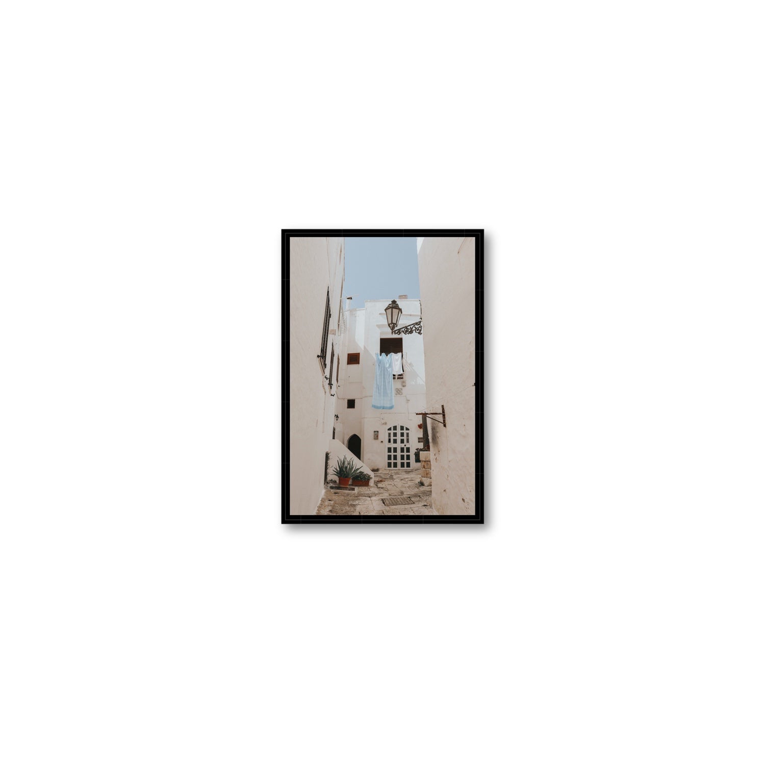 Laundry Day fine art print, Puglia, Italy, Small, Black Float Frame, Fine Art Canvas
