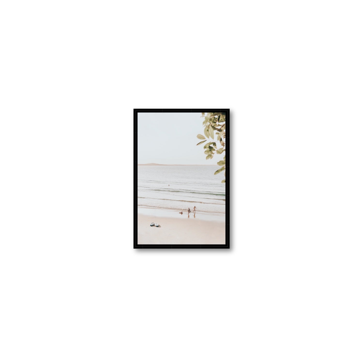 Walking On Sunshine fine art print, Noosa, Australia, coastal scenes artwork, Small, Black Float Frame, Fine Art Canvas