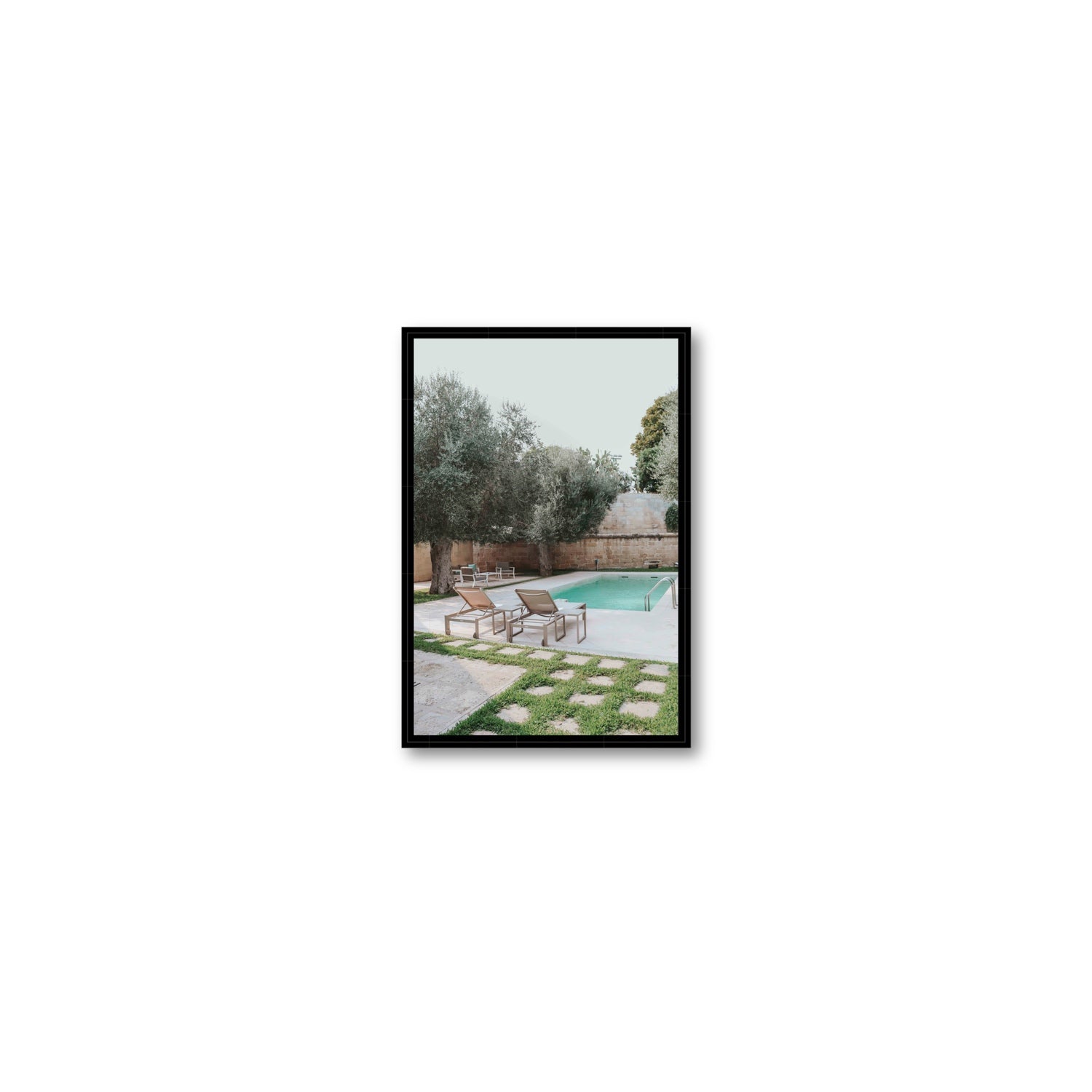 Olive Oasis Puglia Mediterranean wall art Small fine art canvas in black float frame