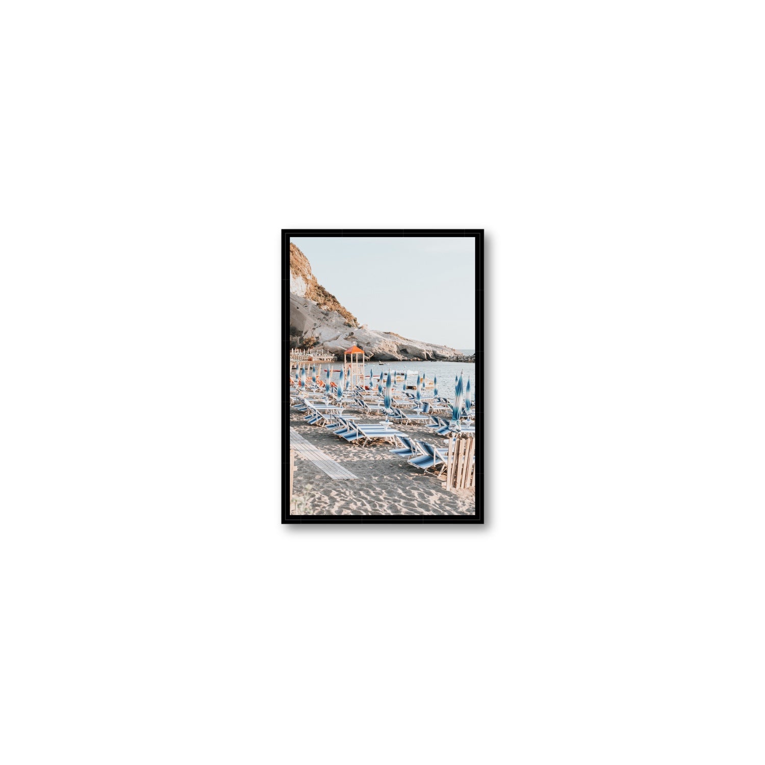 The Golden Hour Ischia Italian coastal wall art Small fine art canvas in black float frame