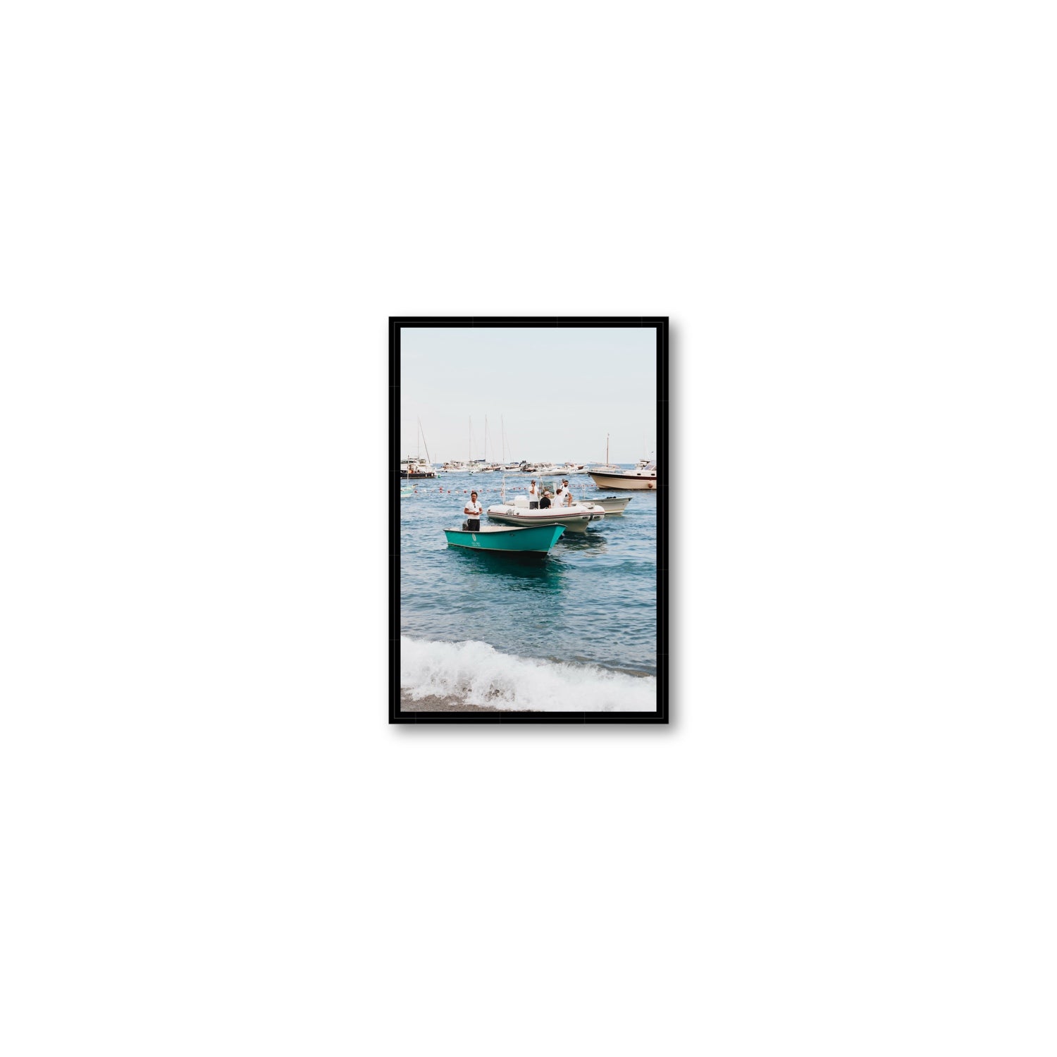 Twilight Tenders Positano wall art Small fine art canvas in black float frame
