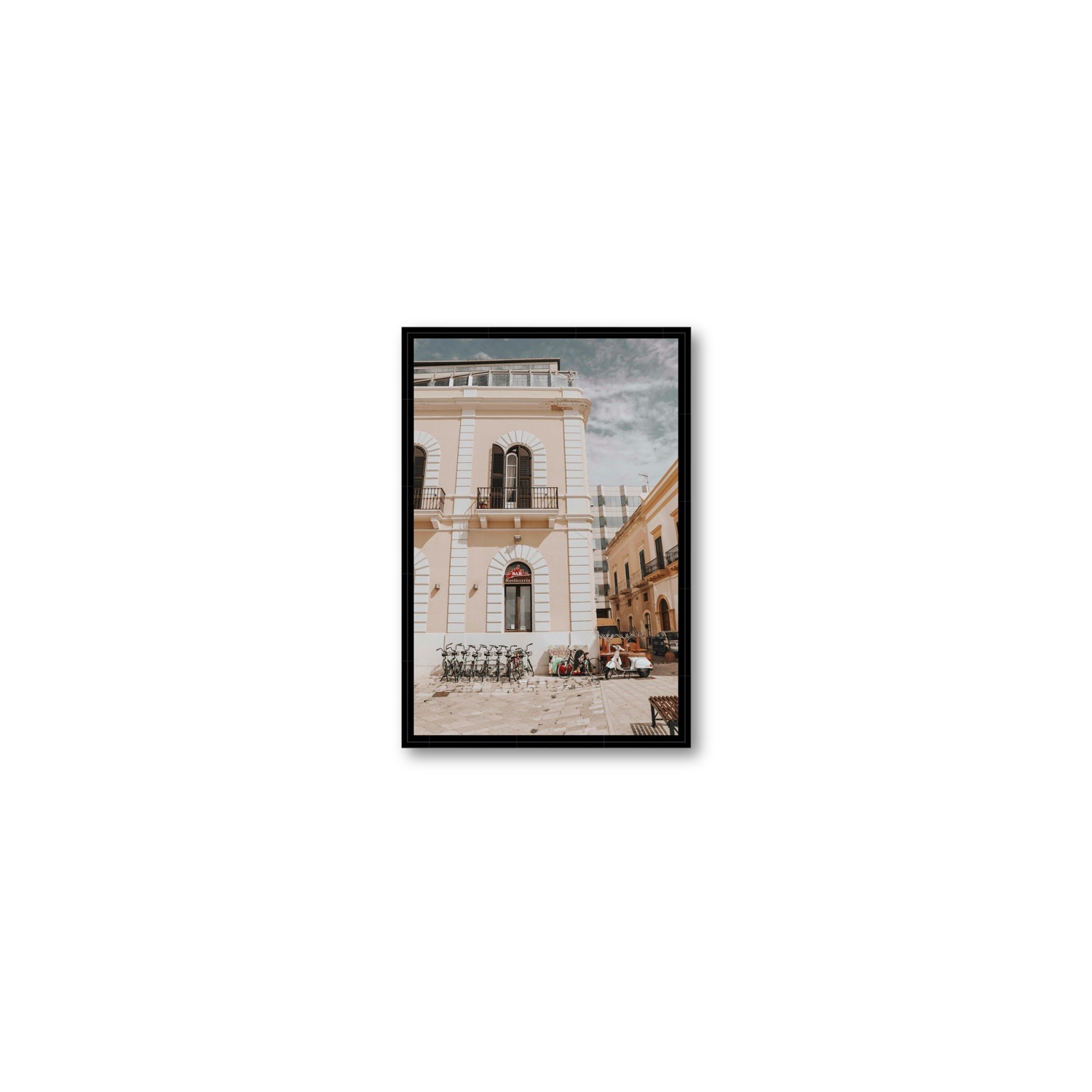 Rosticceria Puglia Italian wall art Small fine art canvas in black float frame
