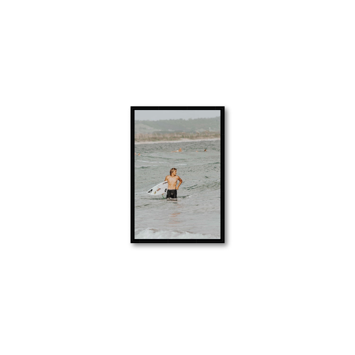 Chasing Mavericks Byron Bay Surf coastal wall art Small fine art canvas in black float frame