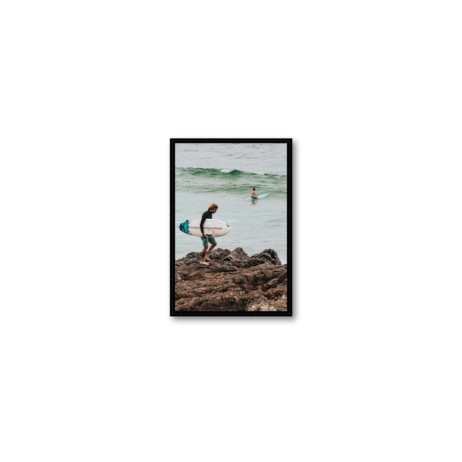 Not All Who Wander Are Lost Byron Bay Surf wall art Small fine art canvas in black float frame