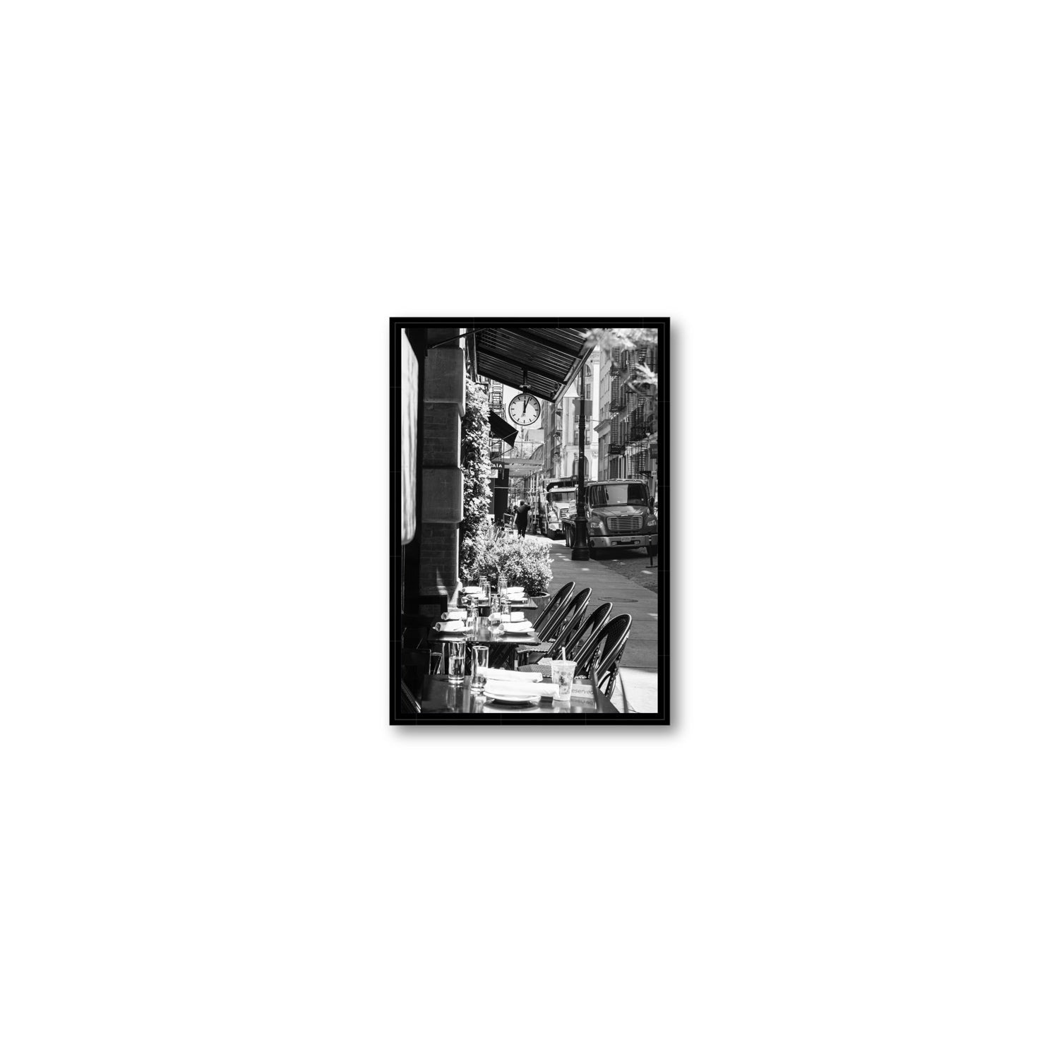 Mercer Street New York NYC Black & White wall art Small fine art canvas in black float frame