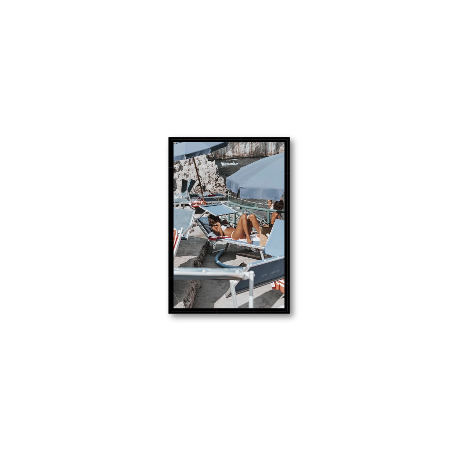 Beach Babe fine art print, Capri, Italy, Small, Black Float Frame, Fine Art Canvas