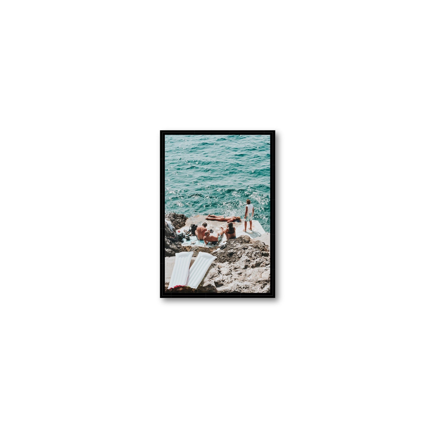 Gli Amici Praiano Amalfi Coast coastal wall art Small fine art canvas in black float frame