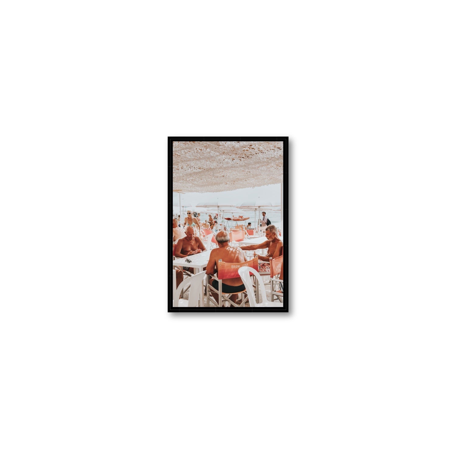 The Players fine art print, Alassio, Italy, Small, Black Float Frame, Fine Art Canvas