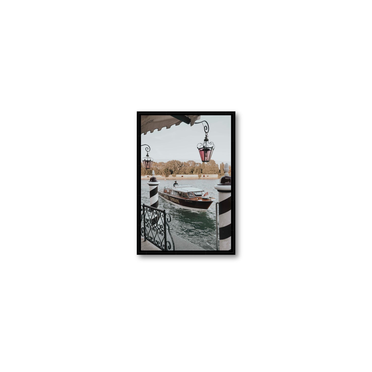 Taxi Shuttle Venice wall art Small fine art canvas in black float frame
