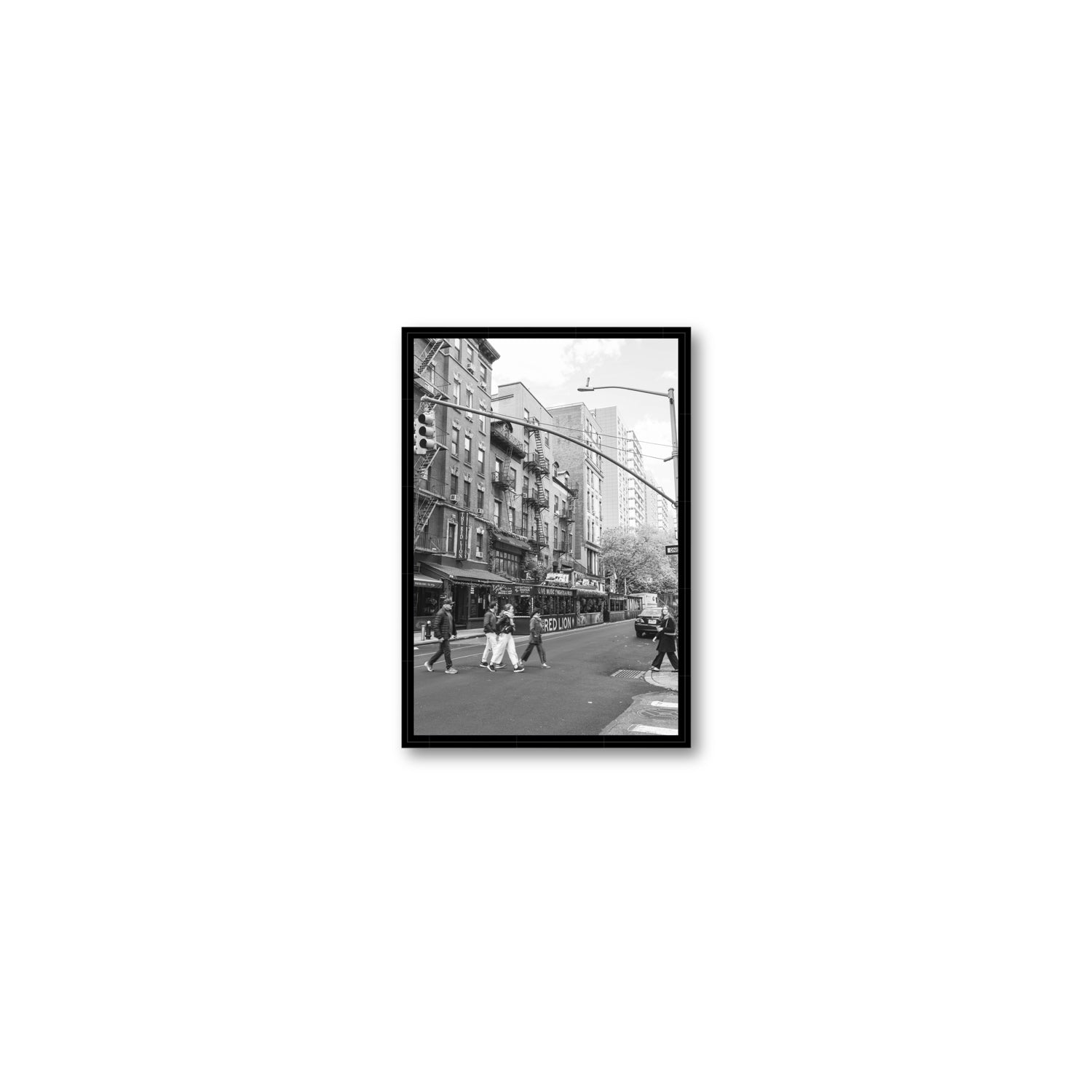 Spectral Streets New York NYC Black & White wall art Small fine art canvas in black float frame