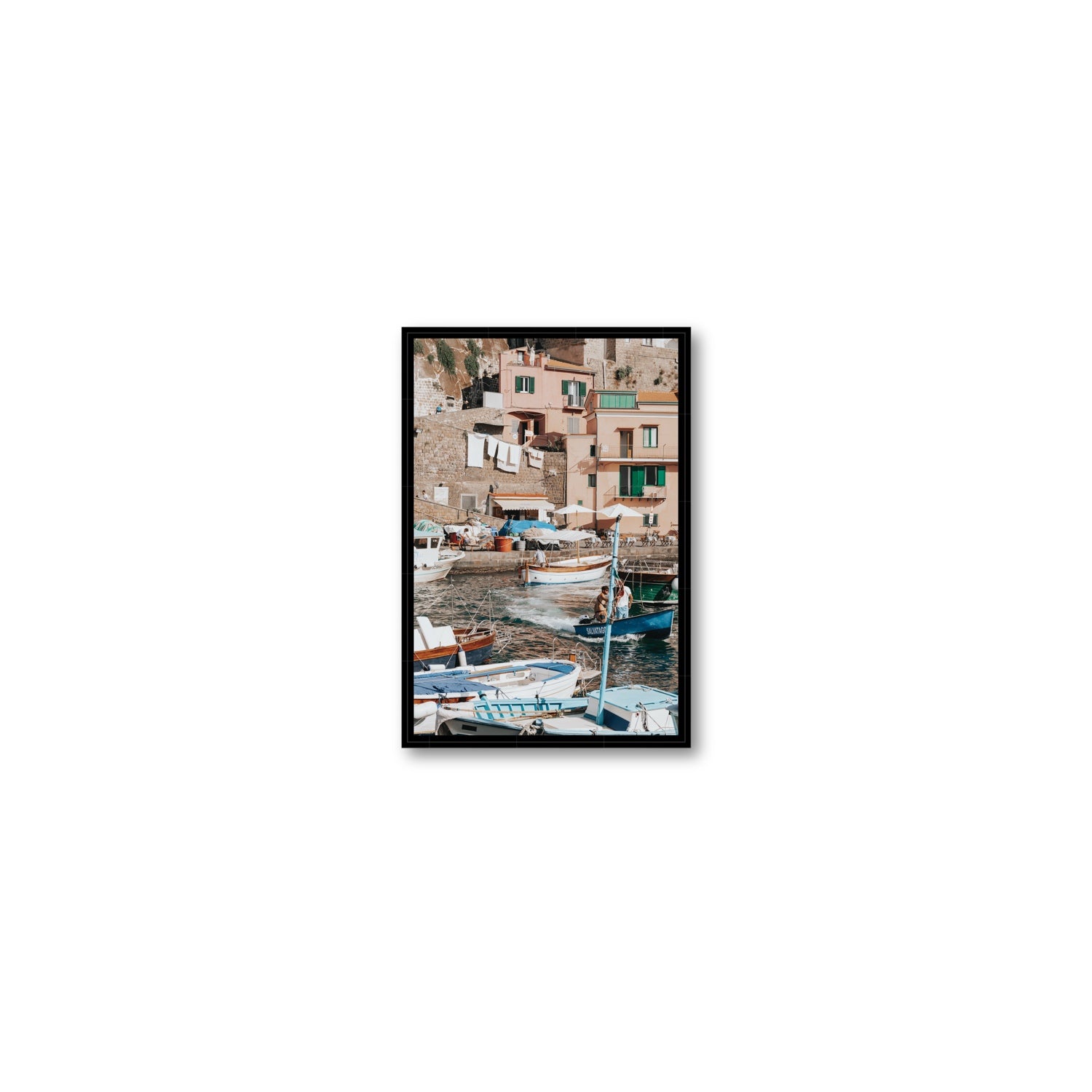 Coastal Carousel fine art print, Sorrento, Italy, Small, Black Float Frame, Fine Art Canvas