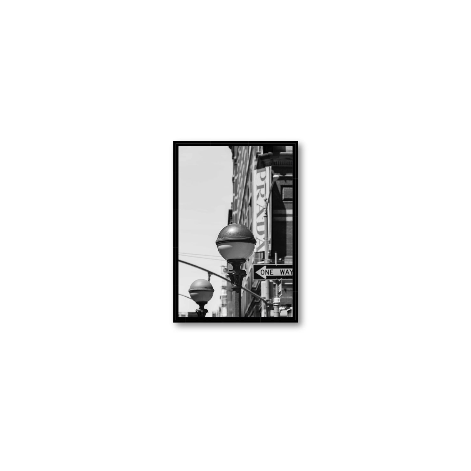 Subway Style New York NYC Black & White wall art Small fine art canvas in black float frame