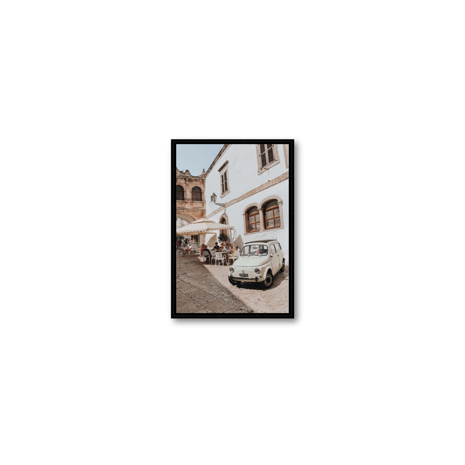 Piazza di Ostuni Puglia Italian wall art Small fine art canvas in black float frame