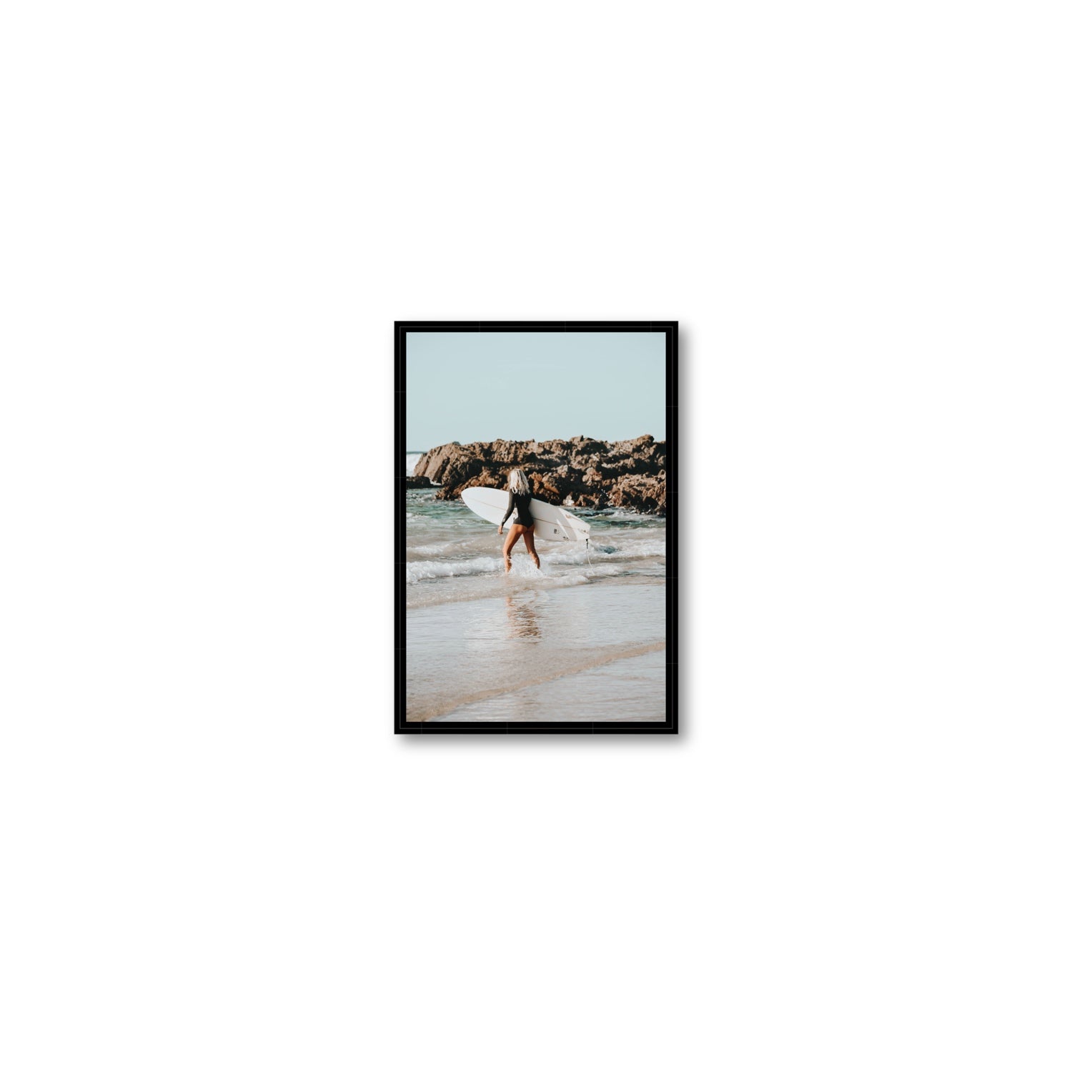 Bethany Byron Bay Surf coastal decor wall art Small fine art canvas in black float frame