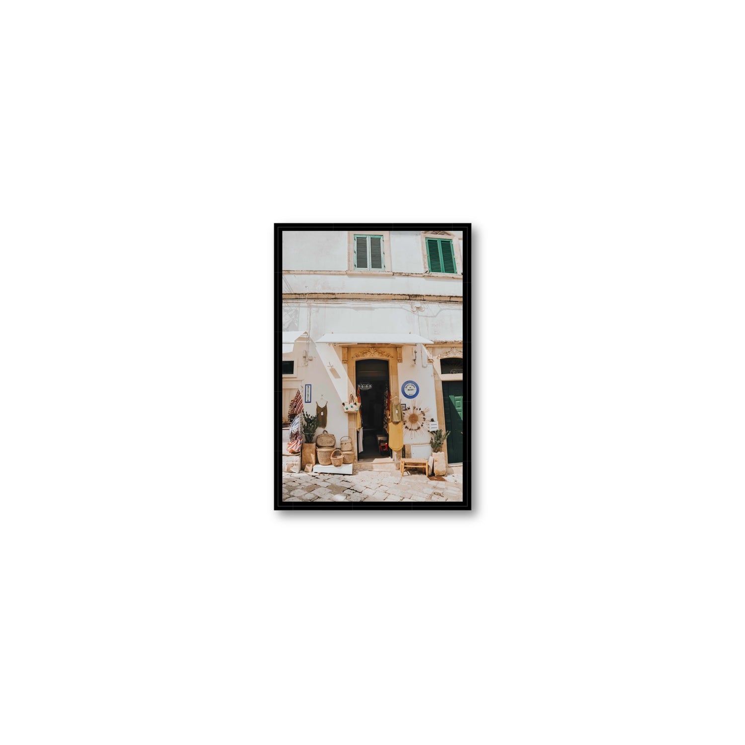 Artisan Ambience Puglia Italian wall art Small fine art canvas in black float frame
