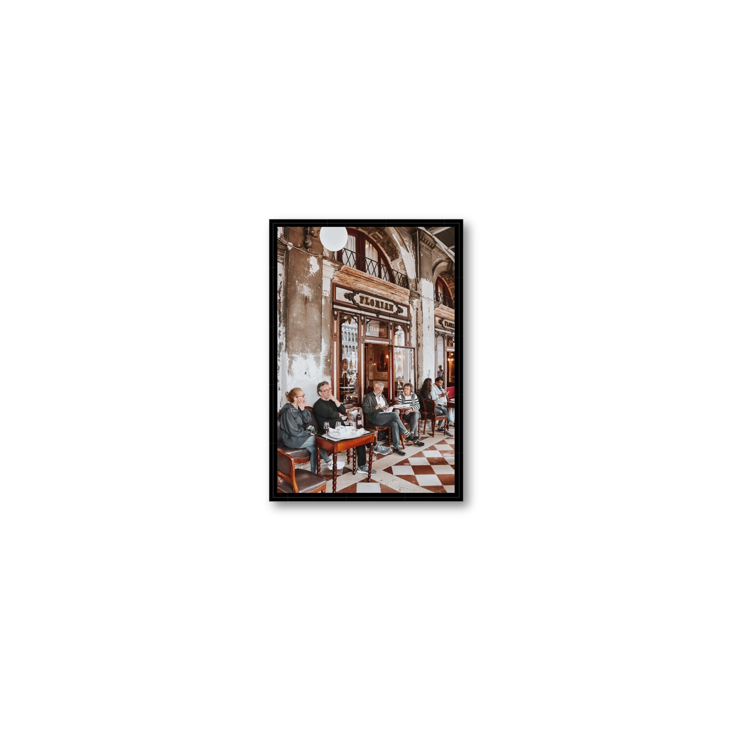 Tea Room Venice Italian wall art Small fine art canvas in black float frame