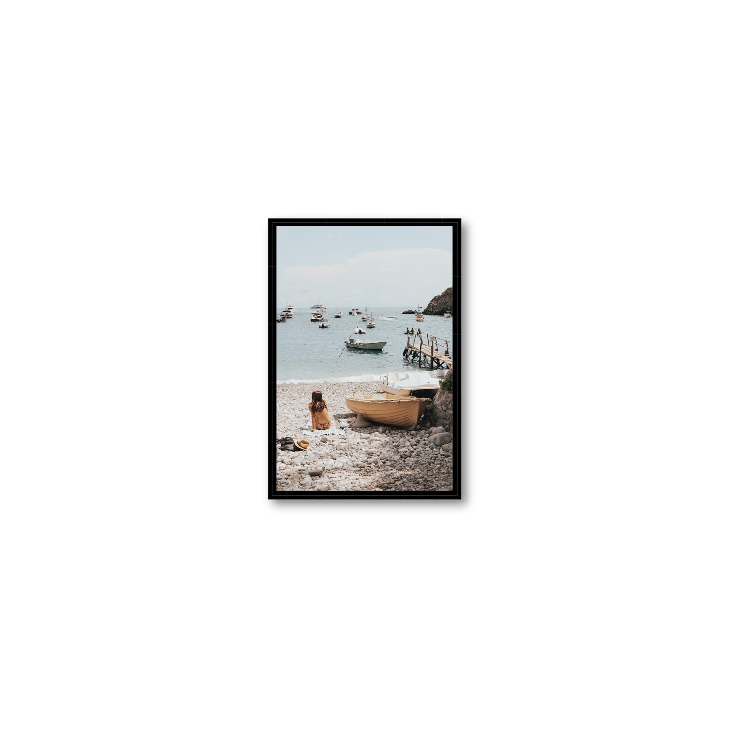 Solo Sojourn Nerano wall art Small fine art canvas in black float frame