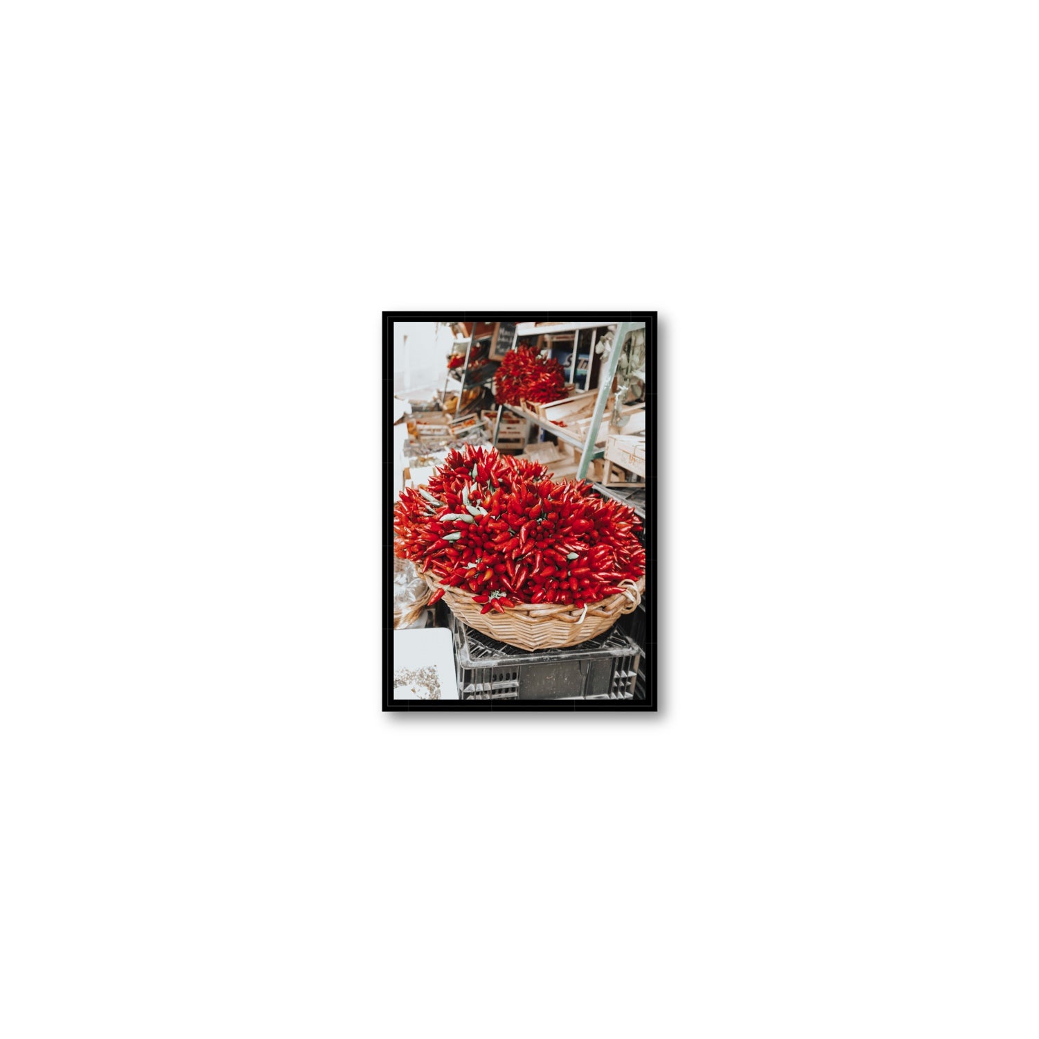 Spicy Bunch Puglia Italian wall art Small fine art canvas in black float frame