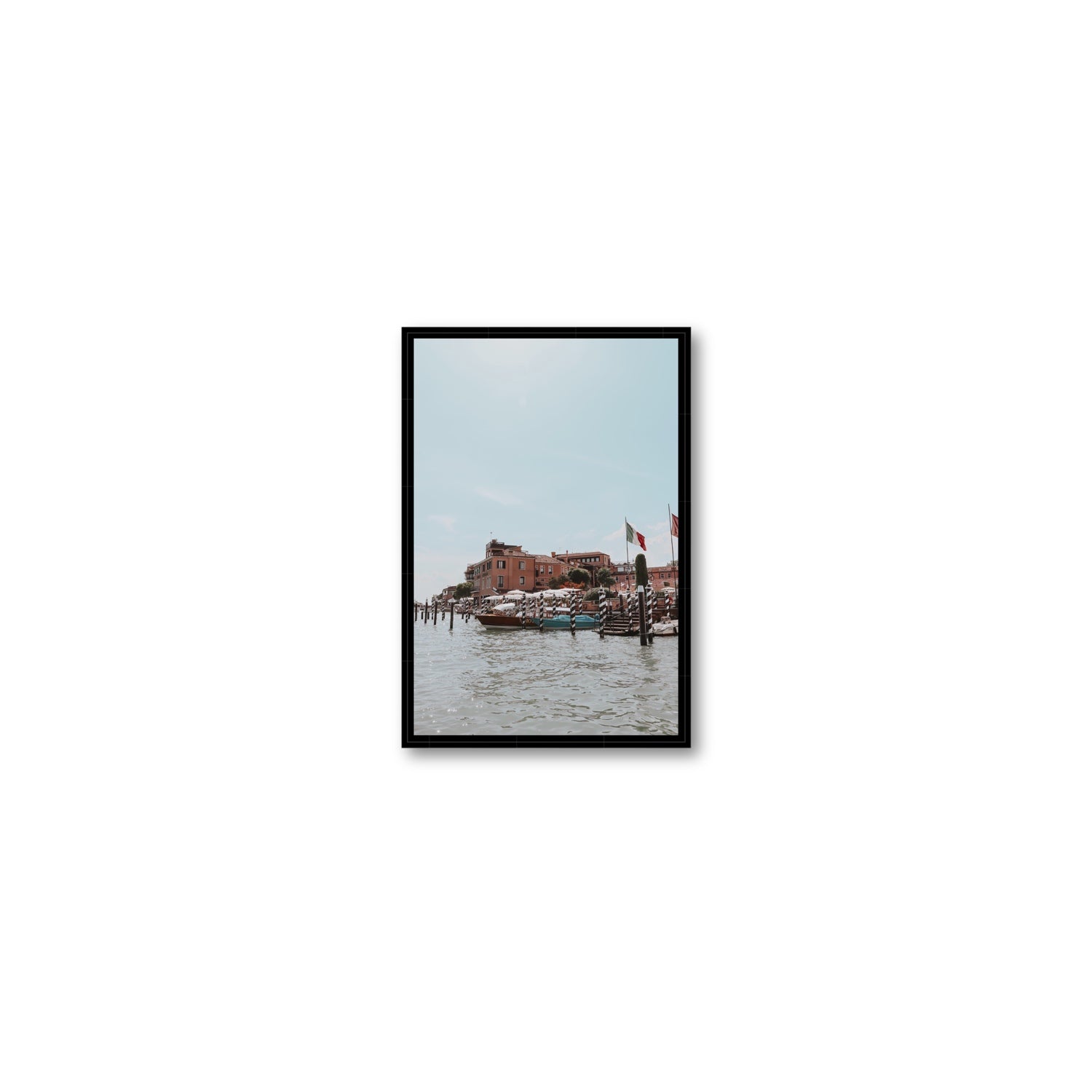 Giudecca Island Venice wall art Small fine art canvas in black float frame