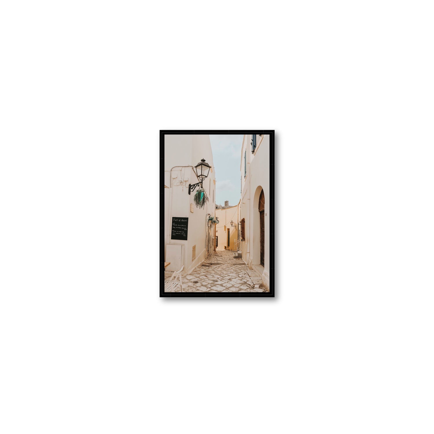 Twilight Passage Puglia Italian wall art Small fine art canvas in black float frame
