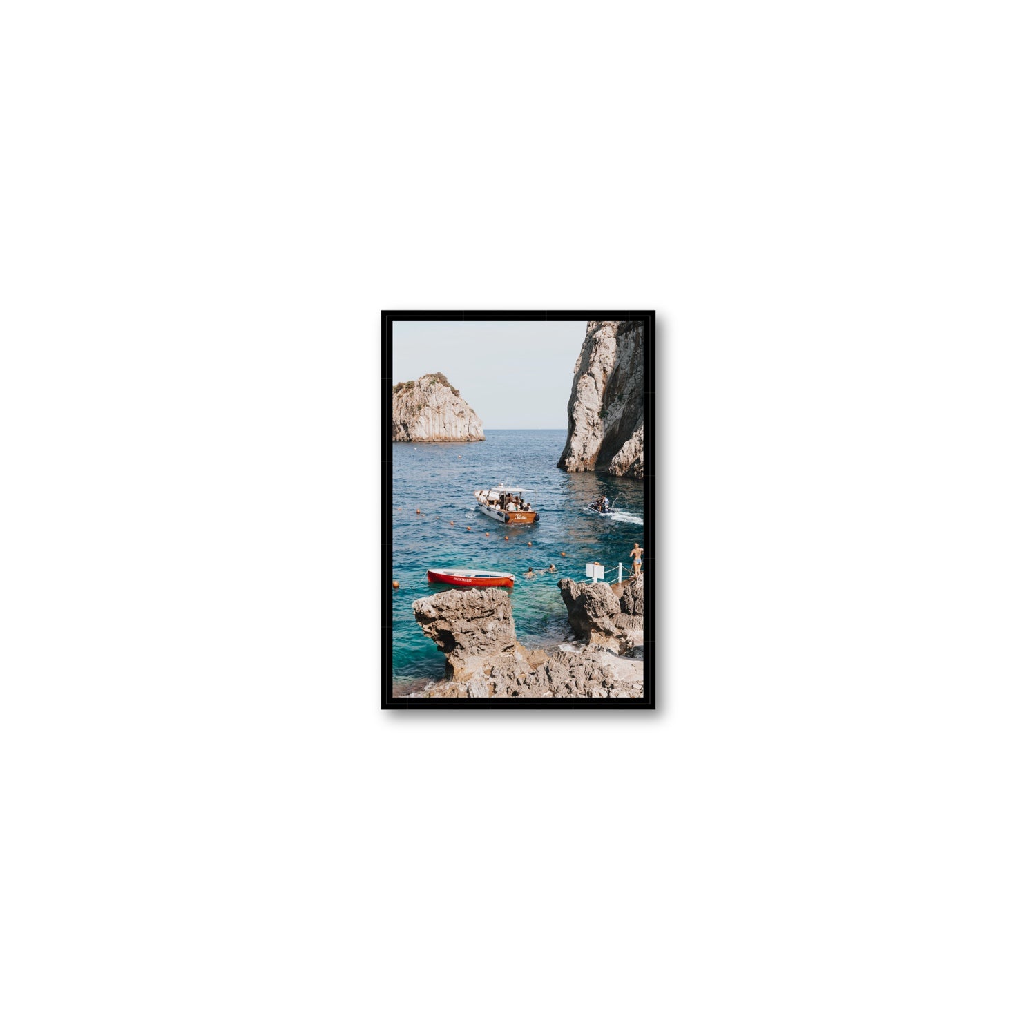 Set Sail fine art print, Capri, Italy, Small, Black Float Frame, Fine Art Canvas