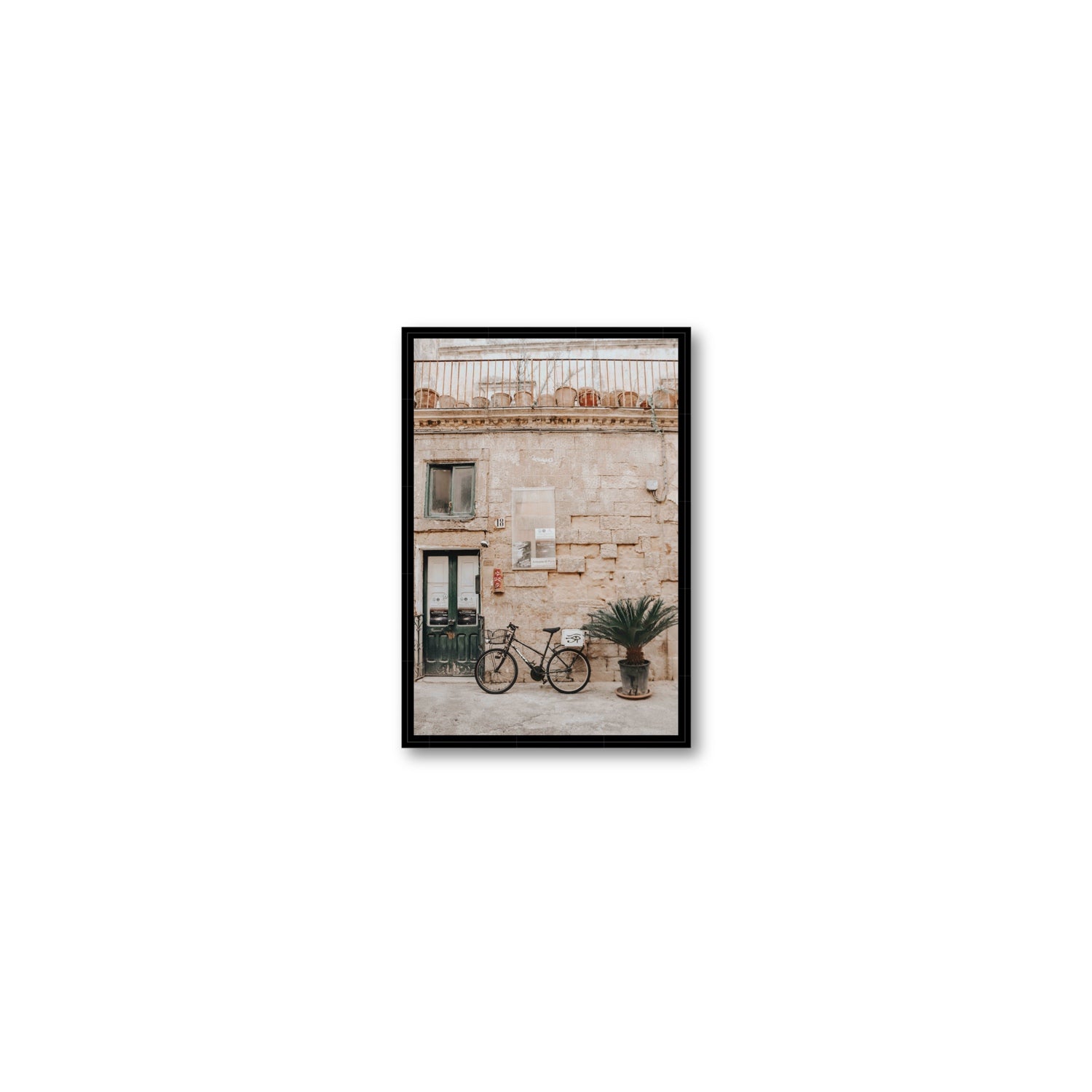 Golden Facades Puglia Lecce Italian wall art Small fine art canvas in black float frame