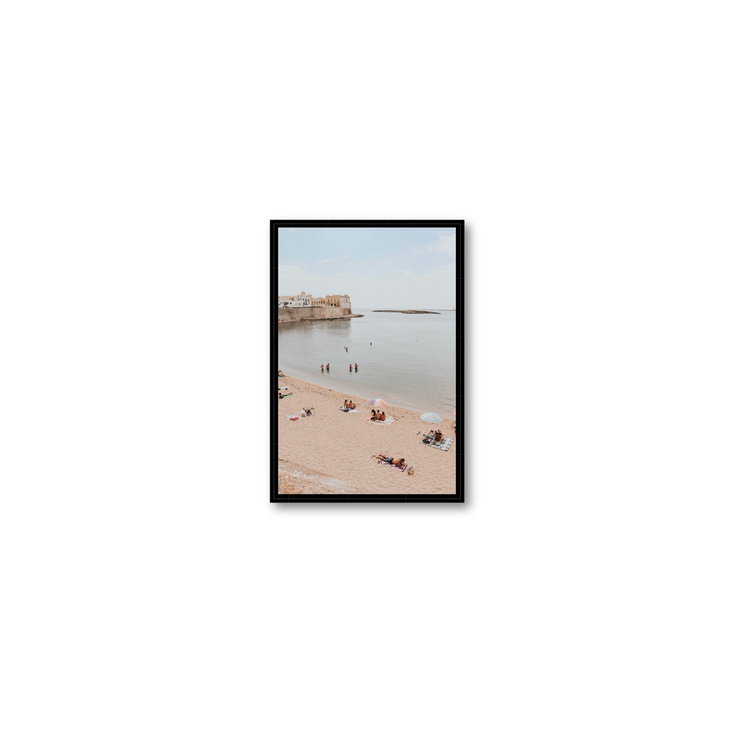 Spiaggia della Purita Puglia coastal art print Small fine art canvas in black float frame