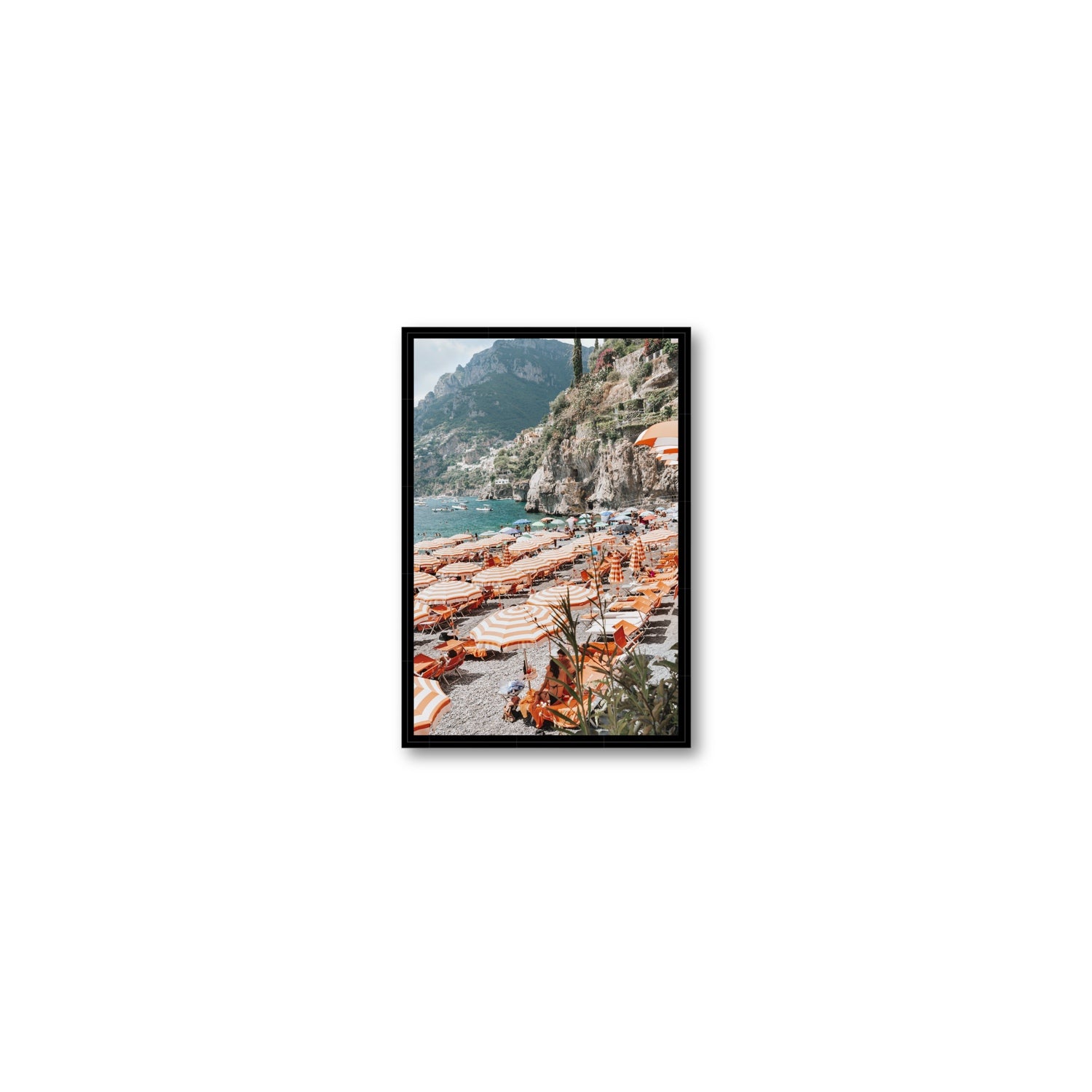 Bagni d'Arienzo Positano decor wall art Small fine art canvas in black float frame