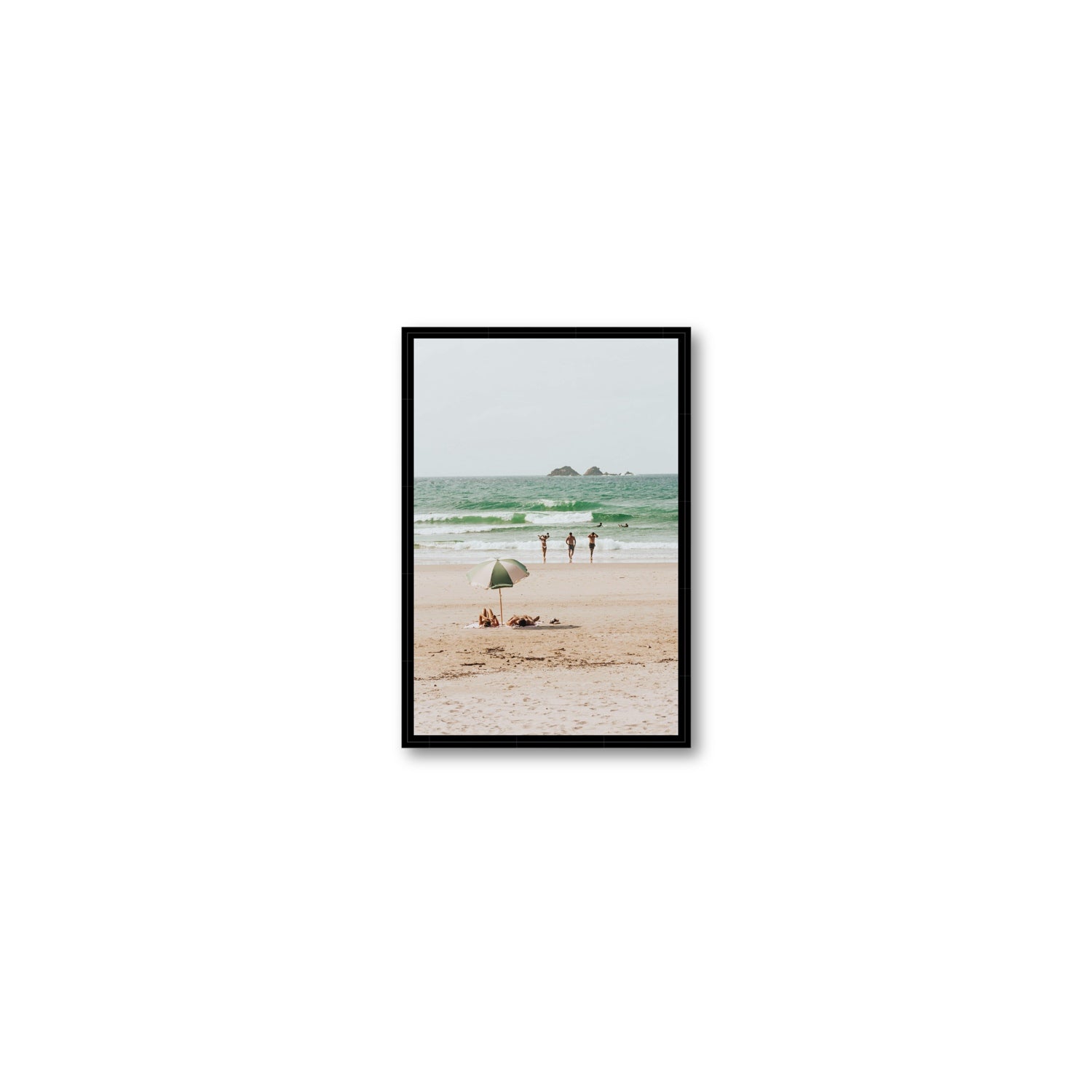 Escape The Ordinary Byron Bay coastal decor wall art Small fine art canvas in black float frame