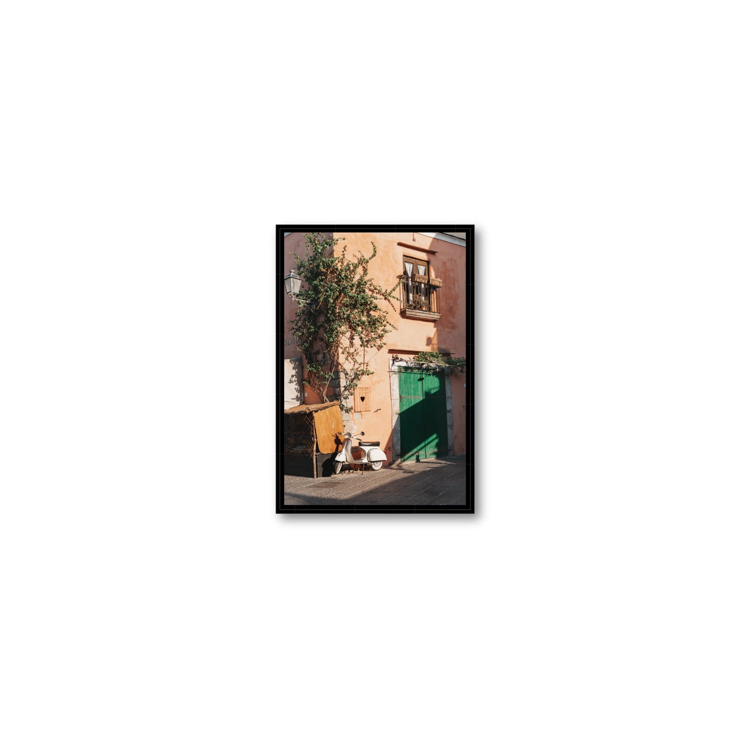 La Casa Ischia Italian Mediterranean decor wall art Small fine art canvas in black float frame