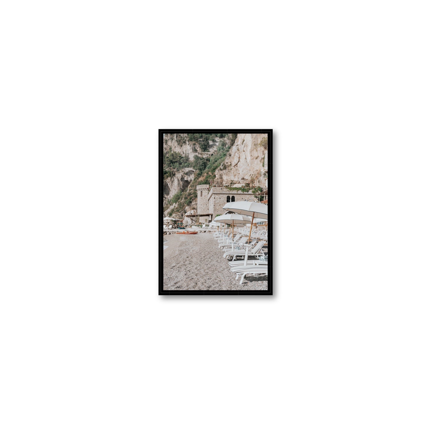 La Villeggiatura fine art print, Amalfi, Italy, luxury escapes artwork, Small, Black Float Frame, Fine Art Canvas