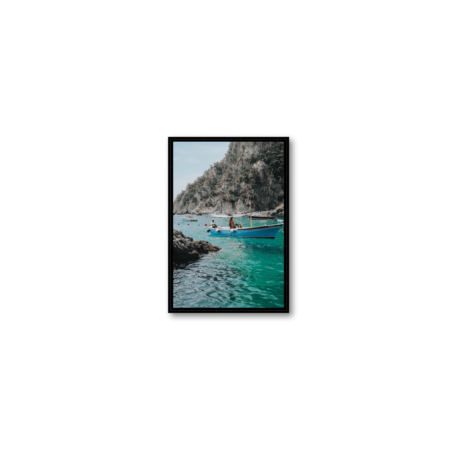 Emerald Escape fine art print, Capri, Italy, Small, Black Float Frame, Fine Art Canvas