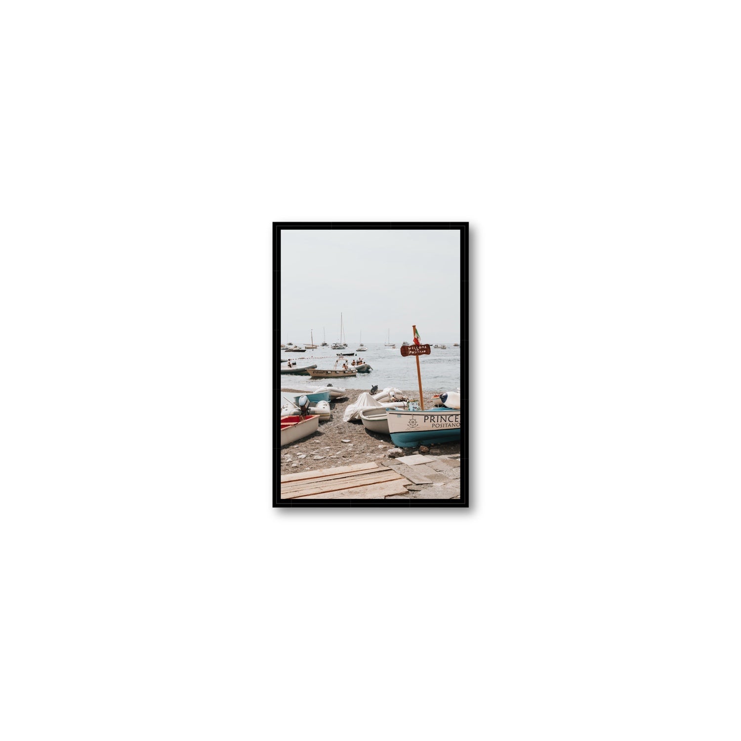 Coming Home fine art print, Positano, Italy, Small, Black Float Frame, Fine Art Canvas