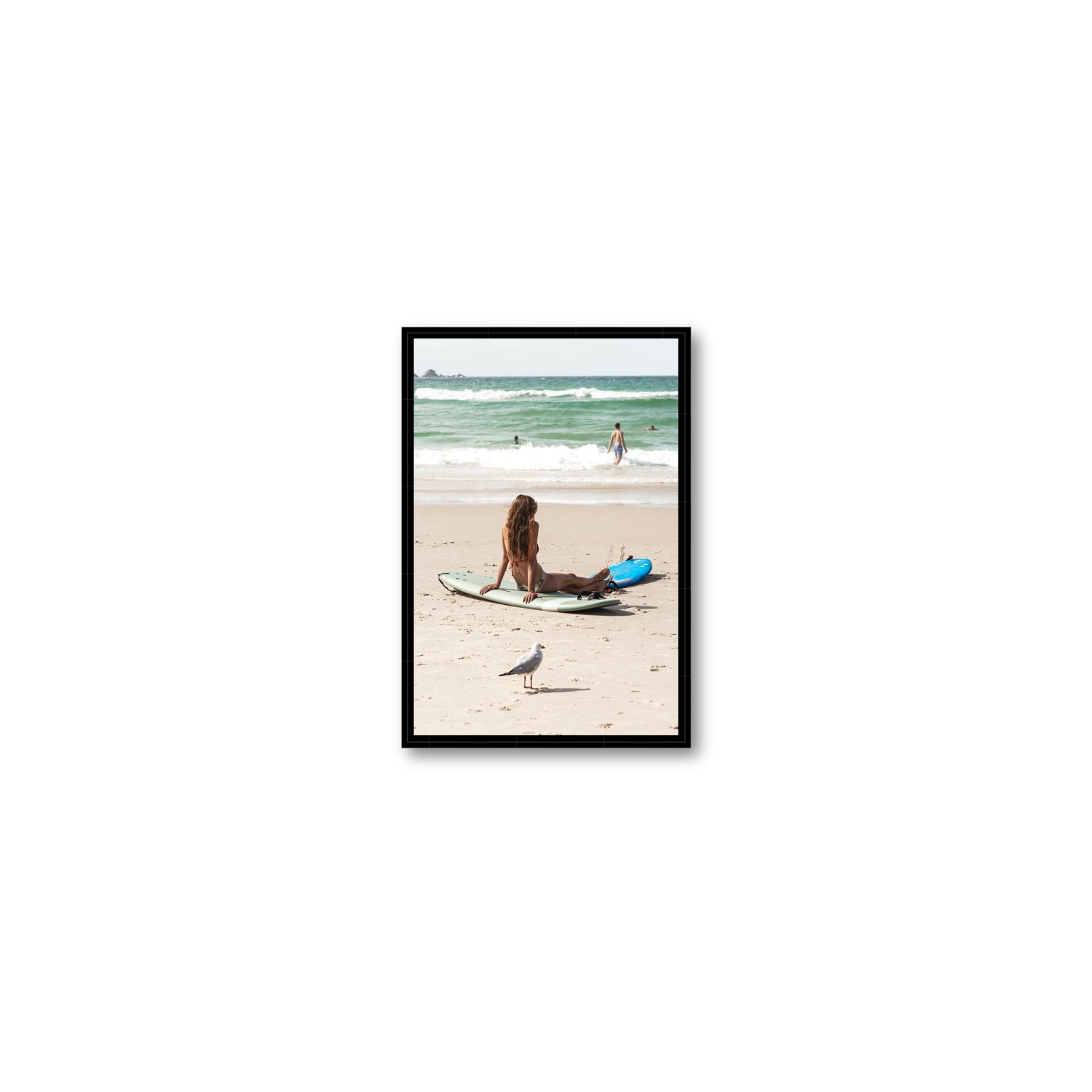 Carissa Byron Bay Surf coastal wall art Small fine art canvas in black float frame