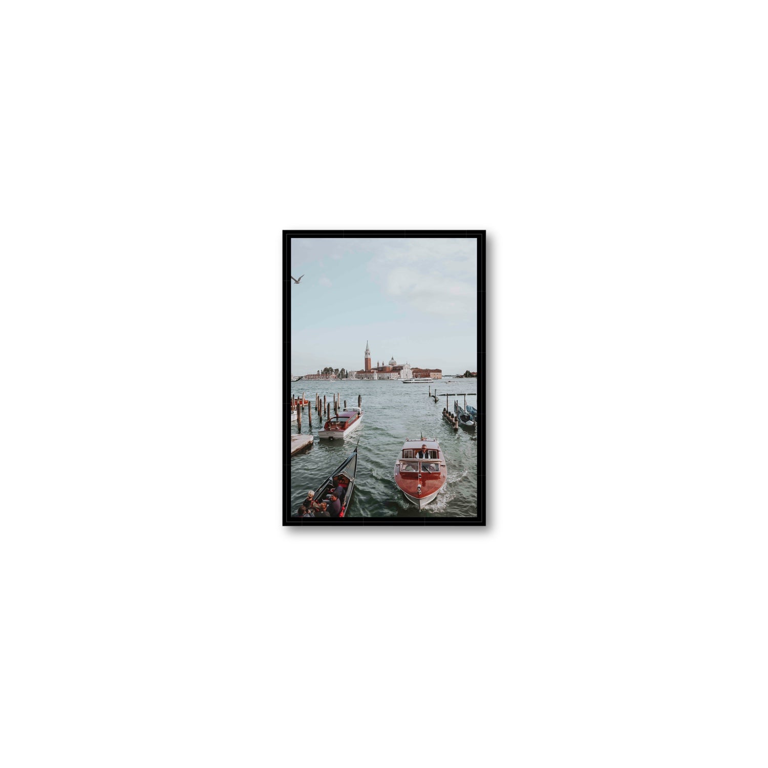 Galleggiante Venice Italian wall art Small fine art canvas in black float frame