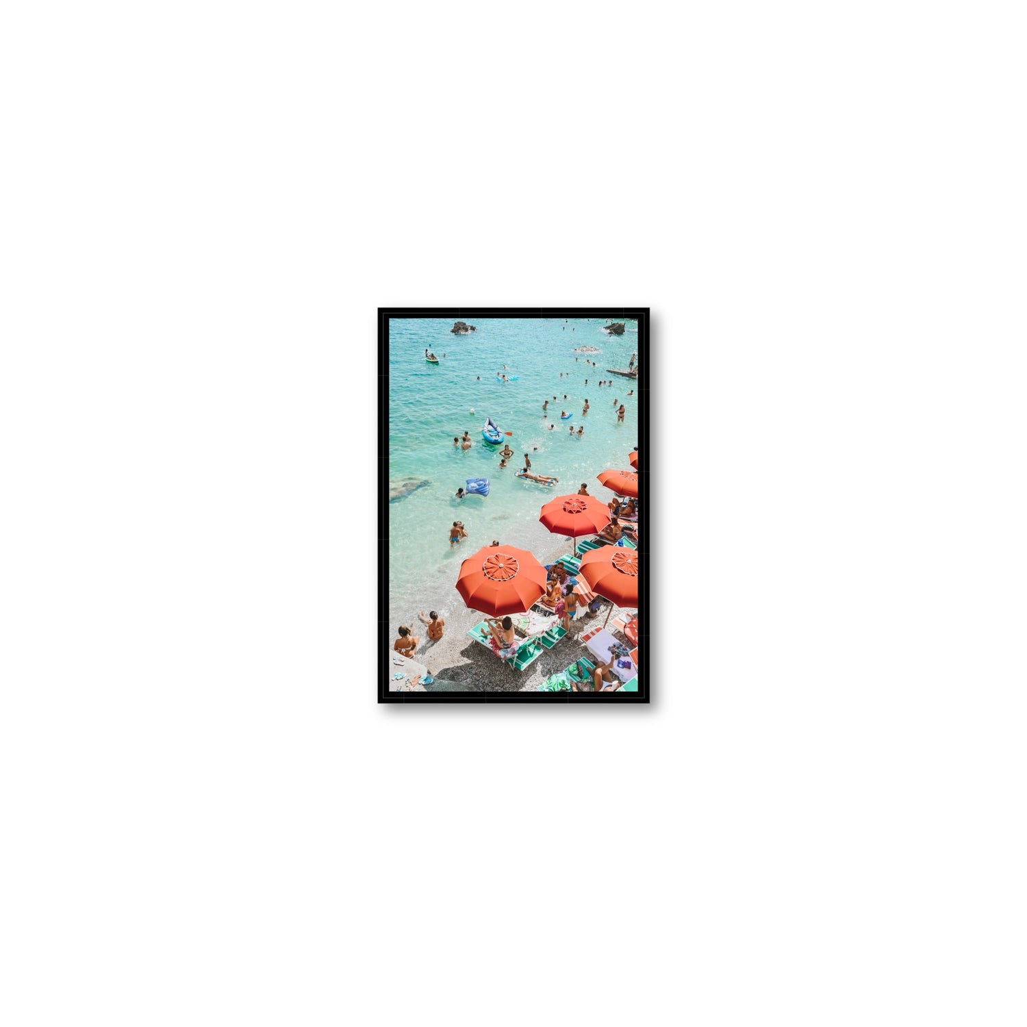 Easy Street Capri Italian beach wall art Small fine art canvas in black float frame