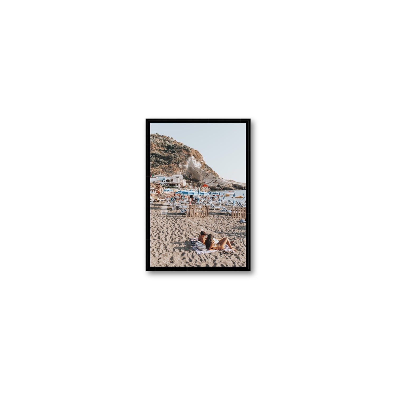 Beach Buddies fine art print, Ischia, Italy, Small, Black Float Frame, Fine Art Canvas