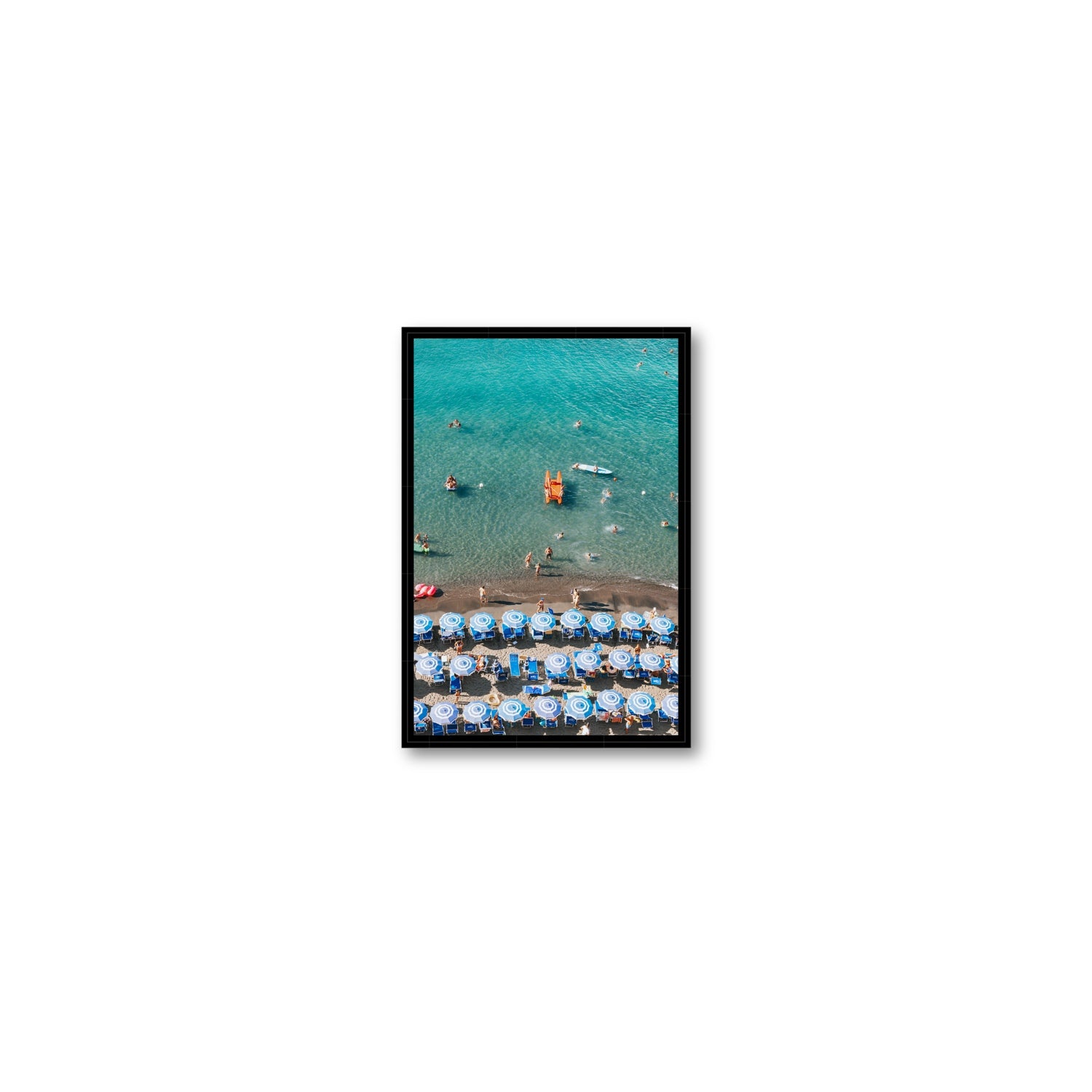 Aquamarine Oasis Sorrento Italian coastal wall art Small fine art canvas in black float frame