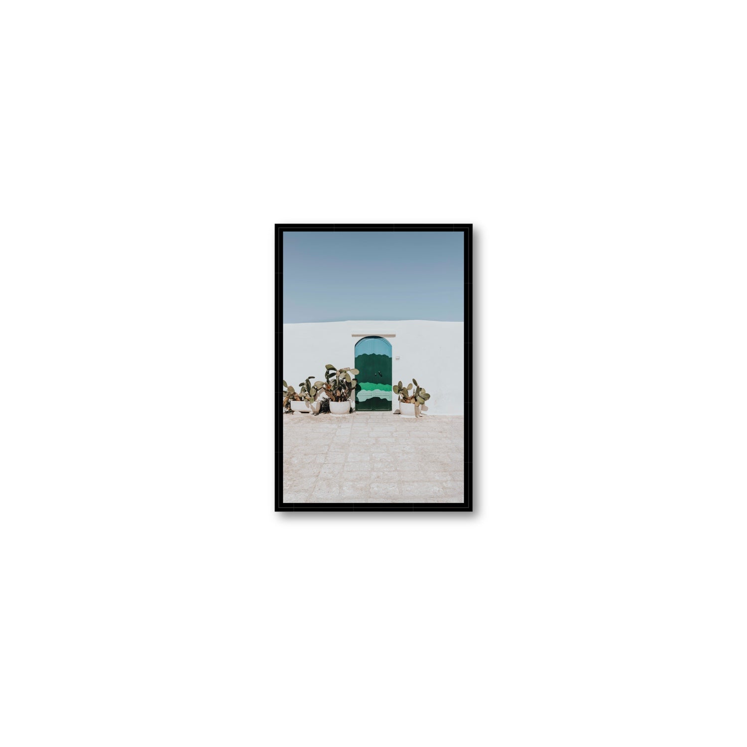 Imaginary Exit Puglia Mediterranean wall art Small fine art canvas in black float frame