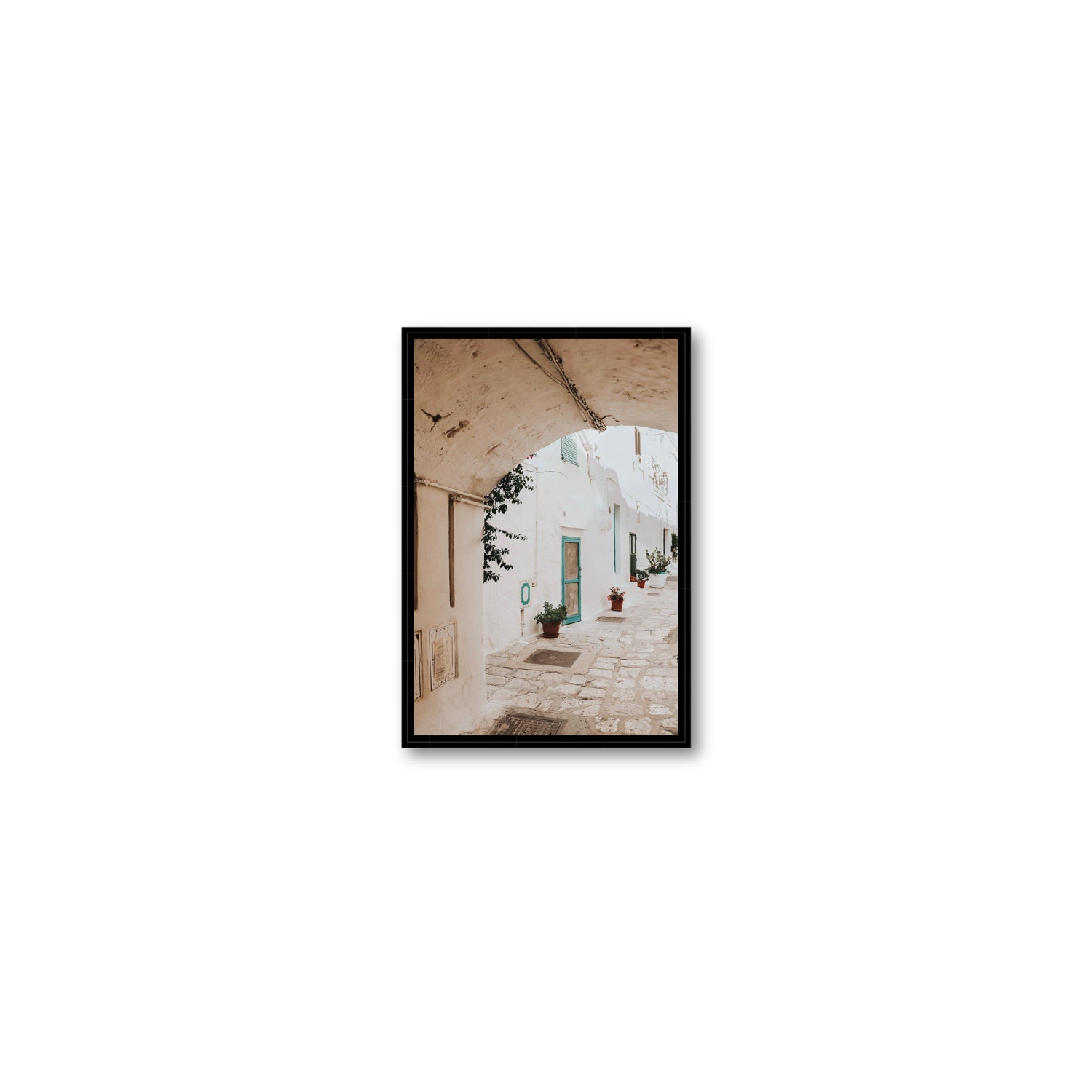 La Citta Bianca Puglia La Città Bianca wall art Small fine art canvas in black float frame